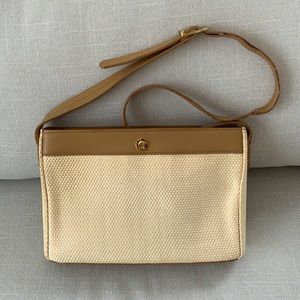 Aigner straw and leather shoulder bag